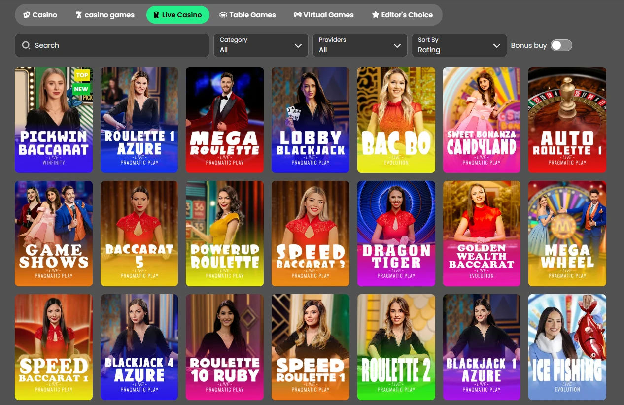 Pickwin live casino
